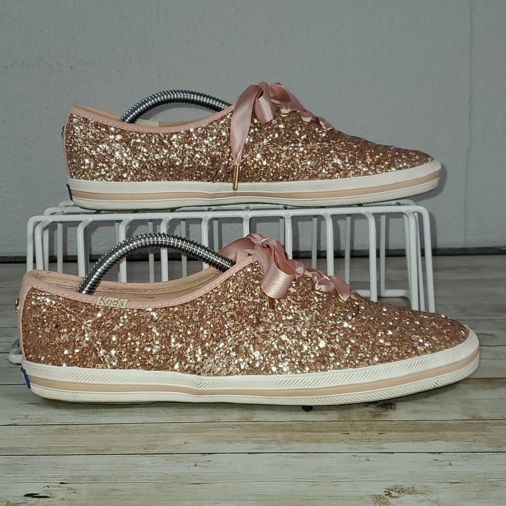 Keds x Kate Spade Rose‎ Gold Pink Glitter Sneakers Super Cute Size 6